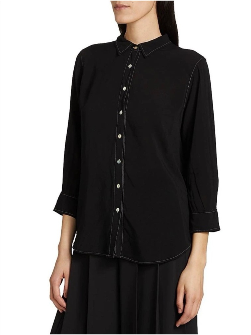 L’AGENCE Marlene blouse button down black white contrast XS